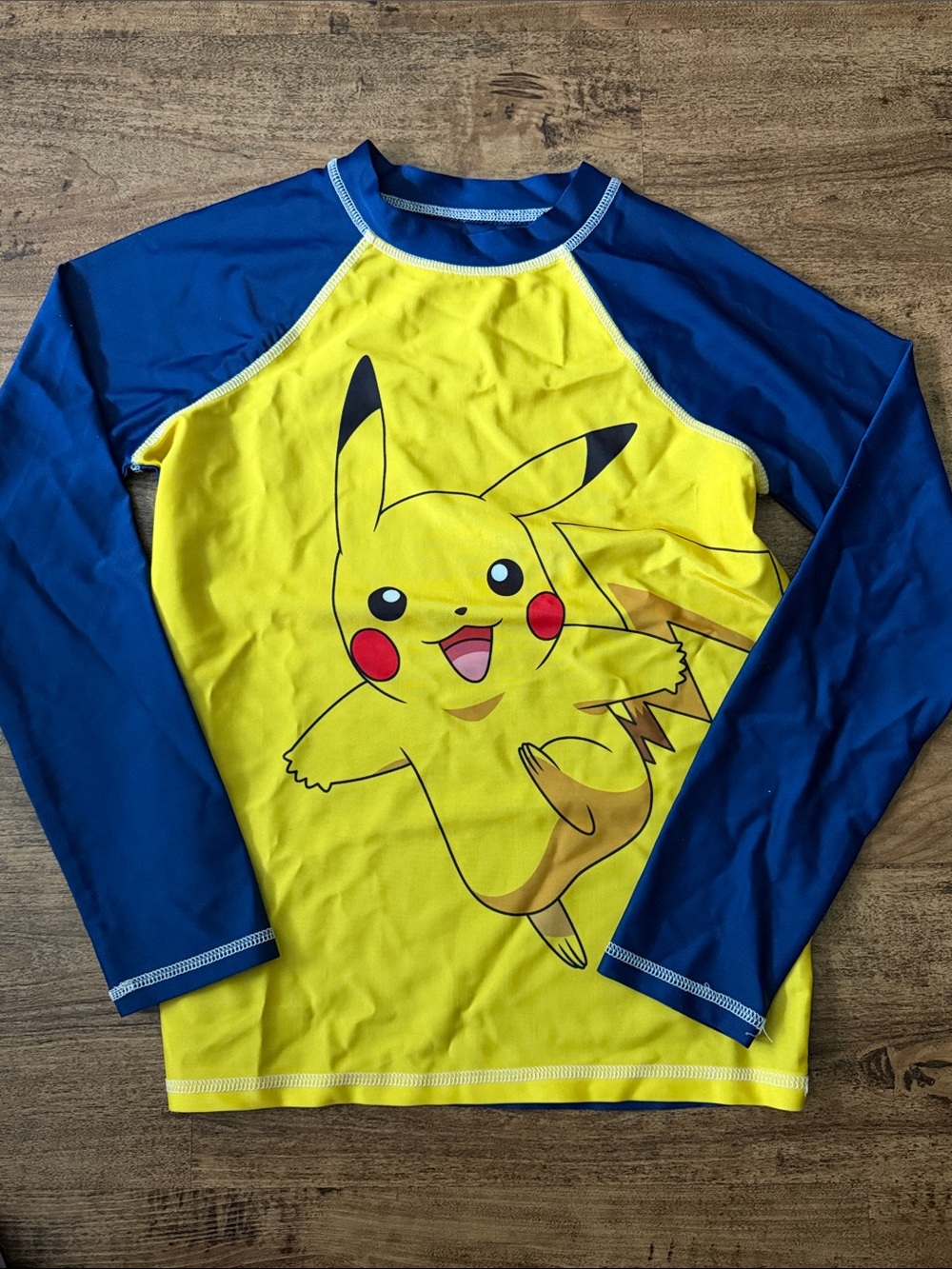 Pikachu Kids' Long-Sleeve Rash Guard - Yellow & Blue size 14 kids